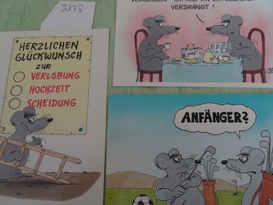 3 alte Postkarten AK Uli Stein Cartoon Serie 60/ Hochzeitstag Anfänger Glückwunsch