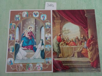 2 ältere Postkarten AK Heiligenbild Abendmahl Ave Maria Ungarn