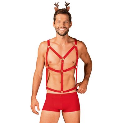 Herren Slip Set Rot Sexy Männer Unterwäsche - Harness Kostüm Gr. S/ M, L/ XL