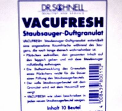 Vacu-Fresh 10 Beutel a' 5g, Duftgranulat für Staubsauger