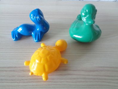 Schwimmtiere -Schildkröte, Robbe, Ente -Plaste Badetiere -VEB Spielzeug
