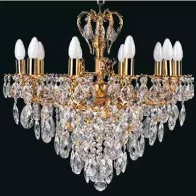 Lüster Luxus Kronleuchter Deckenlampe Deckenleuchter Crystal Gold Art