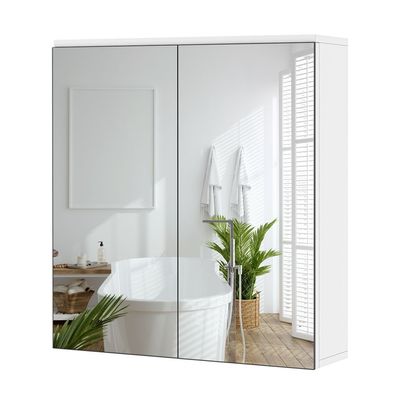 Badezimmerschrank mit 2 Spiegeltüren Hängeschrank Spiegelschrank für Bad