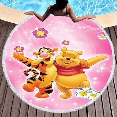 Winnie Pooh Tigger Runde Strandmatte Matratzen Strandtücher Decke Fransen Yogamatte