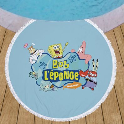SpongeBob Runde Strandmatte Cartoon Matratzen Strandtücher Decke Fransen Yogamatte