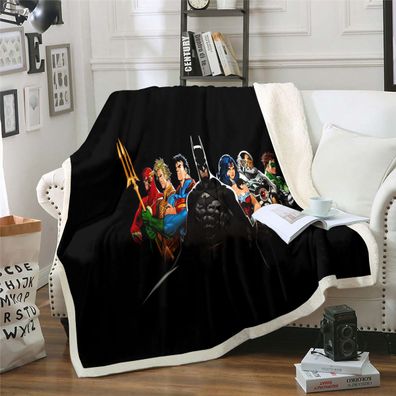 Batman Iron Man Flannel Fleece Blanket Wonder Superman Woman Decke Sofa Quilt 100x140
