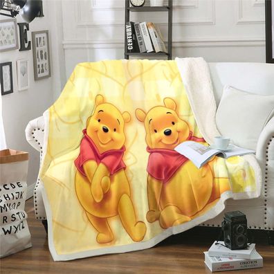 Cartoon Winnie the Pooh Piglet Flannel Fleece Blanket Eeyore Decke Sofa Quilt 100x140