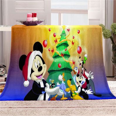 Xmas Mickey Minnie Fleece Blanket Goofy Donlad Santa Claus Warm Decke Sofa Quilt