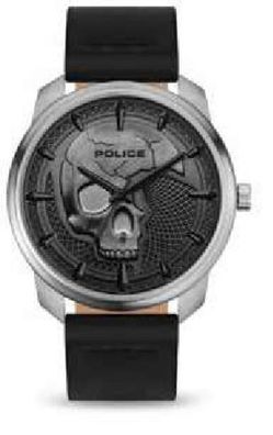 Police PL.15714JS/61 Uhr Armbanduhr Herren Leder Edelstahl schwarz silber