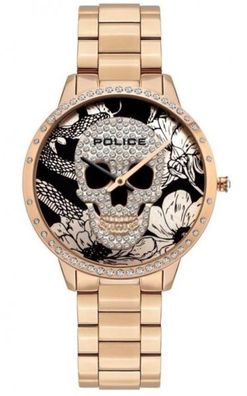 Police PL.16067MSR/02M Uhr Armbanduhr Damen Leder Edelstahl rose