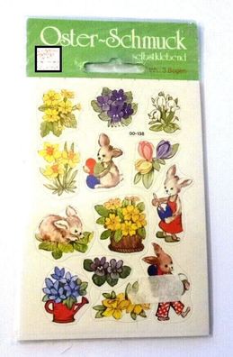 Osterschmuck 00-138, verschiedene Blumen- und Hasenmotive, selbstklebend NEU
