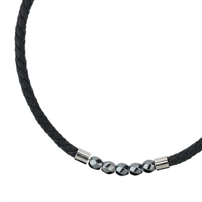 CEM ST9-032C 4-202535-001 Damen Halskette Leder-Collier mit Hämatit 45cm