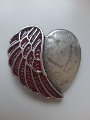 umjuBELT Herz Heart silber rot Farbe Gürtelschnalle Schließe Buckle 7 cm