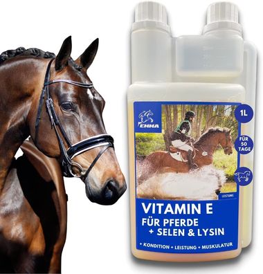 Vitamin E fürs Pferd, Ergänzungsfutter plus Selen, Lysin für Stoffwechsel 1 L