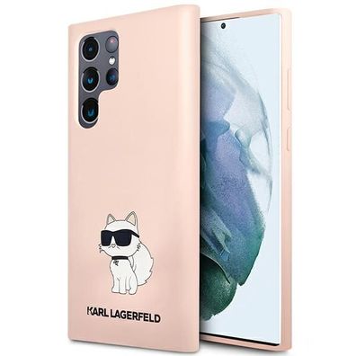 Handyhülle Case Samsung Galaxy S23 Ultra Karl Lagerfeld Silikon rosa Katze