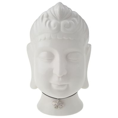 Blumenübertopf Buddha-Kopf Gilde Dreamlight Weiß H 24,5 cm
