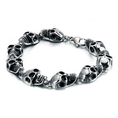 Edelstahl Armband Skullys - Größe: 20.5 cm Farbe: Silber