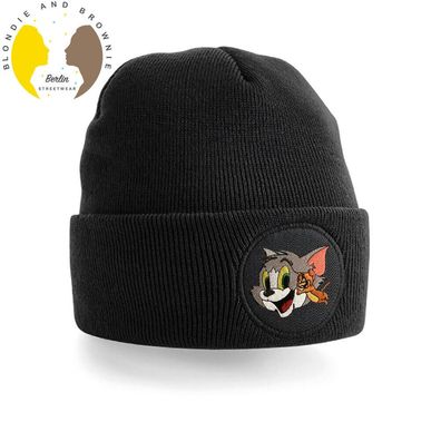 Blondie & Brownie Herren Damen Unisex Mütze Jerry Tom Maus Beanie Stick Cartoon
