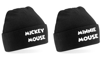 Blondie & Brownie Herren Damen Unisex Mütze Beanie Minnie Mickey Mouse im SET