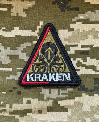 Patch "Kraken" Olive Dreieck m. Klett ukrainische Armee Aufnäher Abzeichen Veteran BW
