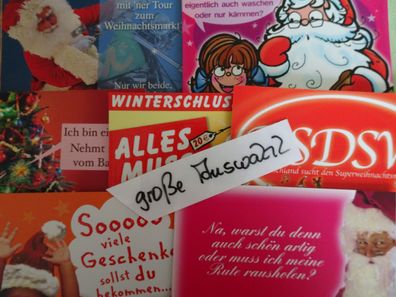 ältere Postkarten Perleberg Glanzeffekt Frohe Weihnachten Humor Scherz