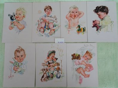 7 alte Postkarten Kunstverlag Erhard Bunkowsky Dresden F Hausmann Kinder Baby