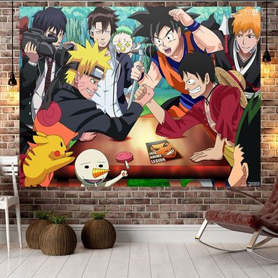 Gintoki Luffy Naruto Levi Wandteppich One Piece Zoro Tapestry Roger Hintergrund Tuch