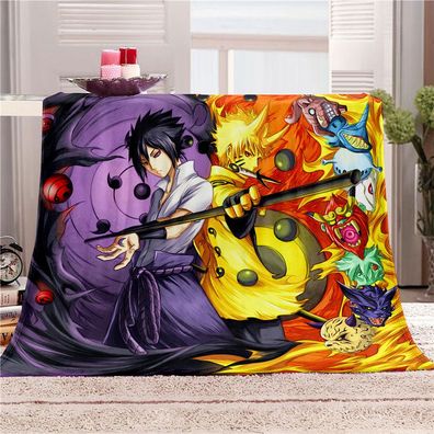 Naruto Uzumaki Sasuke Fleece Blanket Itachi Uchiha Warm Decek Sofa Quilt 130x150cm