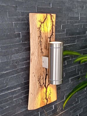 Wandlampe Holz GU10 Wandleuchte rustikal Led Vintage Leuchte Eiche Massiv Up & Down