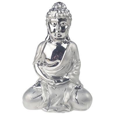 Skulptur Figur Buddha sitzend Gilde Dreamlight Silber H 24,5 cm