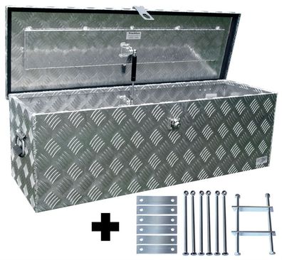 Truckbox D100 + inkl. Montagesatz MON2014 Deichselbox, Werkzeugbox, Alu Riffelblec...