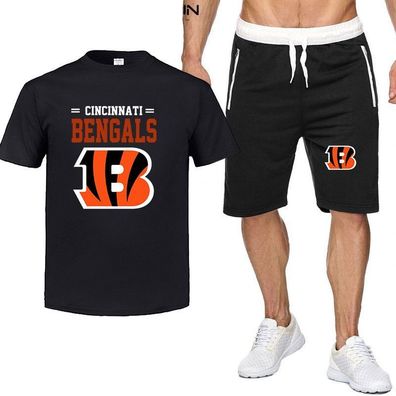 2er Set Sommer Herren Sportanzug Cincinnati Bengals Fußball T-shirt Hose