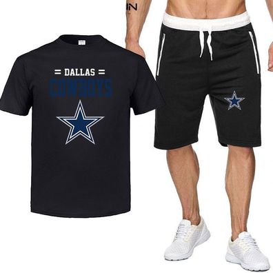 2er Set Sommer Herren Sportanzug Dallas Cowboys Fußball T-shirt Hose