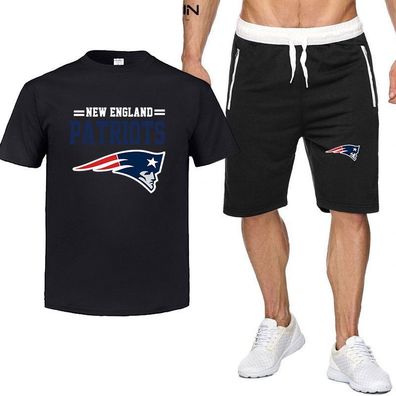 2er Set Sommer Herren Sportanzug New England Patriots Fußball T-shirt Hose