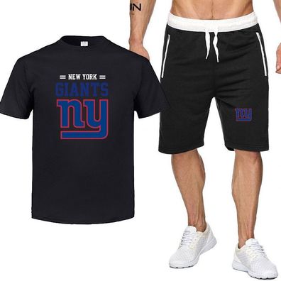 2er Set Sommer Herren Sportanzug New York Giants Fußball T-shirt Hose