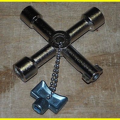 Schaltschrankschlüssel Dreikant - Vierkant - Doppelbart + Heizkörperschlüssel