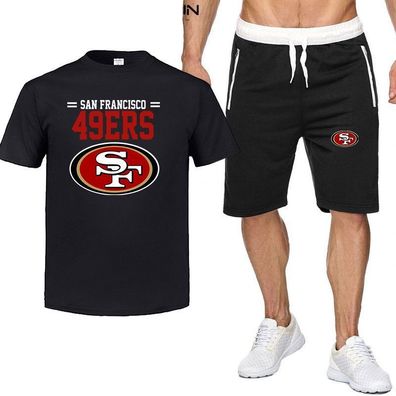 2er Set Sommer Herren Sportanzug San Francisco 49ers Fußball T-shirt Hose