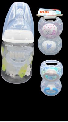 NUK Babyfläschen 150ml + 4 Schnuller + Ersatz Sauger NEU!!!