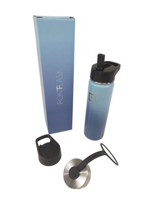 Iron Flask Sport-Trinkflasche – 650 ml in blau - 3 Deckel - Thermoflasche