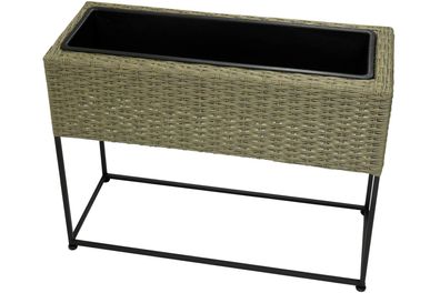 Pflanzkasten Poly Rattan 65 x 24 x 52 cm natur mit Einsatz