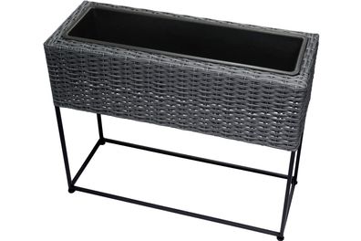 Pflanzkasten Poly Rattan 65 x 24 x 52 cm grau mit Einsatz