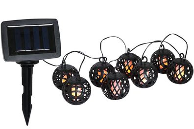 Solar Lichterkette mit 8 Lampion Kugel Laternen Flammeneffekt 80 SMD LED