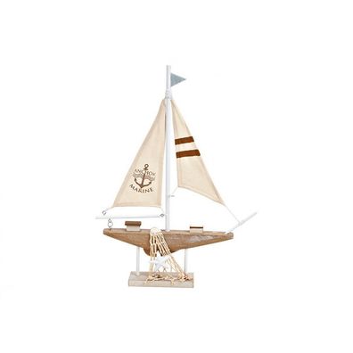 Segelboot XL aus Holz, Leinen Natur Meer Segelschiff Schiff Boot Dekoration aus Holz