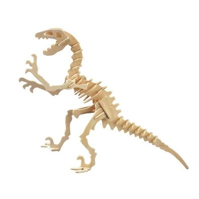 3D Holz Steck- Dino Raptor aus Holz 42 Teiliger Bausatz.