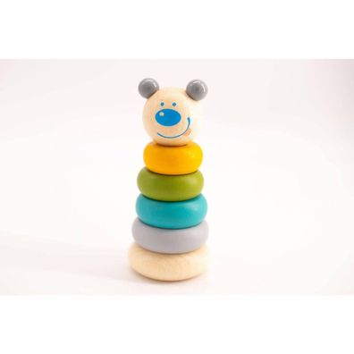 Spielzeug Stapel Bär Pastell Holzspielzeug aus Holz Turm in Buntem Holz Puzzle M