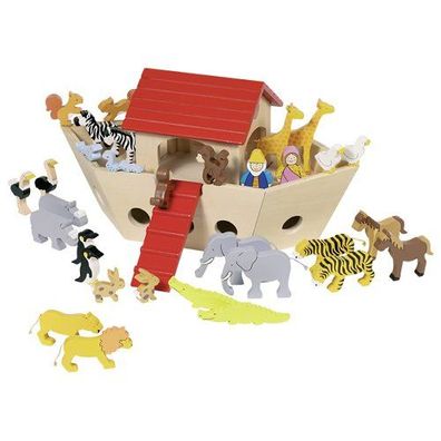 Goki Arche Noah Holz Tiere und Figuren ab 3 Jahren Kinderspielzeug HolzSpiel