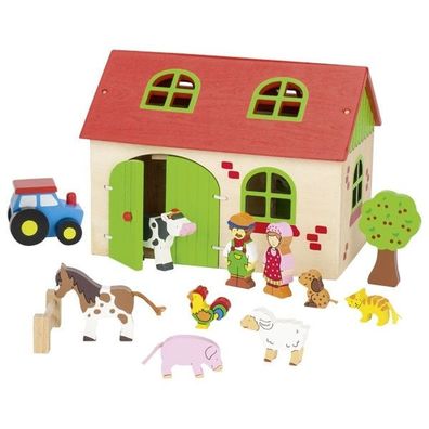 Goki Personalisierbarer Bauernhof XL Bauernhof Holz Kinderspielzeug ab 3 Jahren
