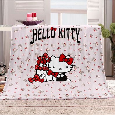 Anime Hello Kitty Flannel Fleece Blanket Katze Druck Warm Decke Sofa Quilt 130x150cm