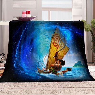 Cartoon Moana Maui Flannel Fleece Blanket Hei Pua Warm Sofa Decke Nap Quilt 130x150