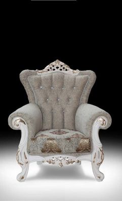 Chesterfield Design Sessel Polster Luxus Weiß Textil Couchen Wohnzimmer
